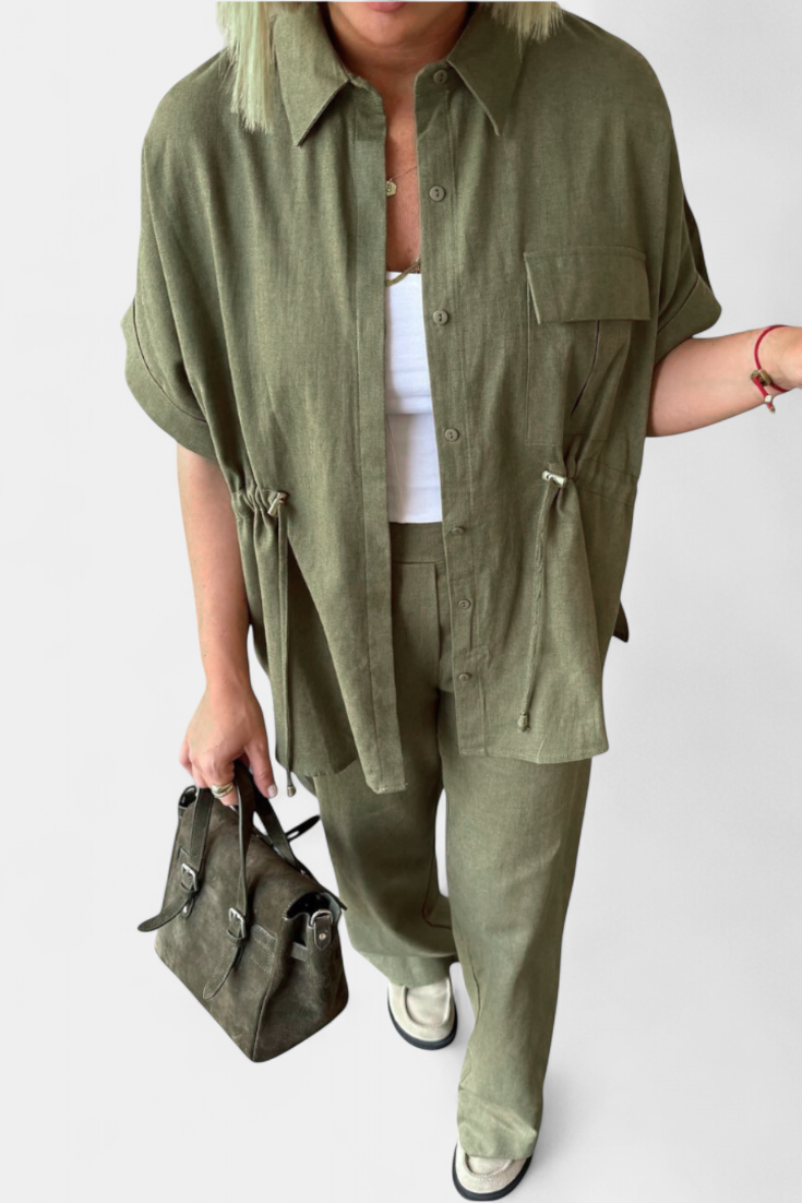 Marta Relaxed Fit Two-Piece Linen and Cotton Set