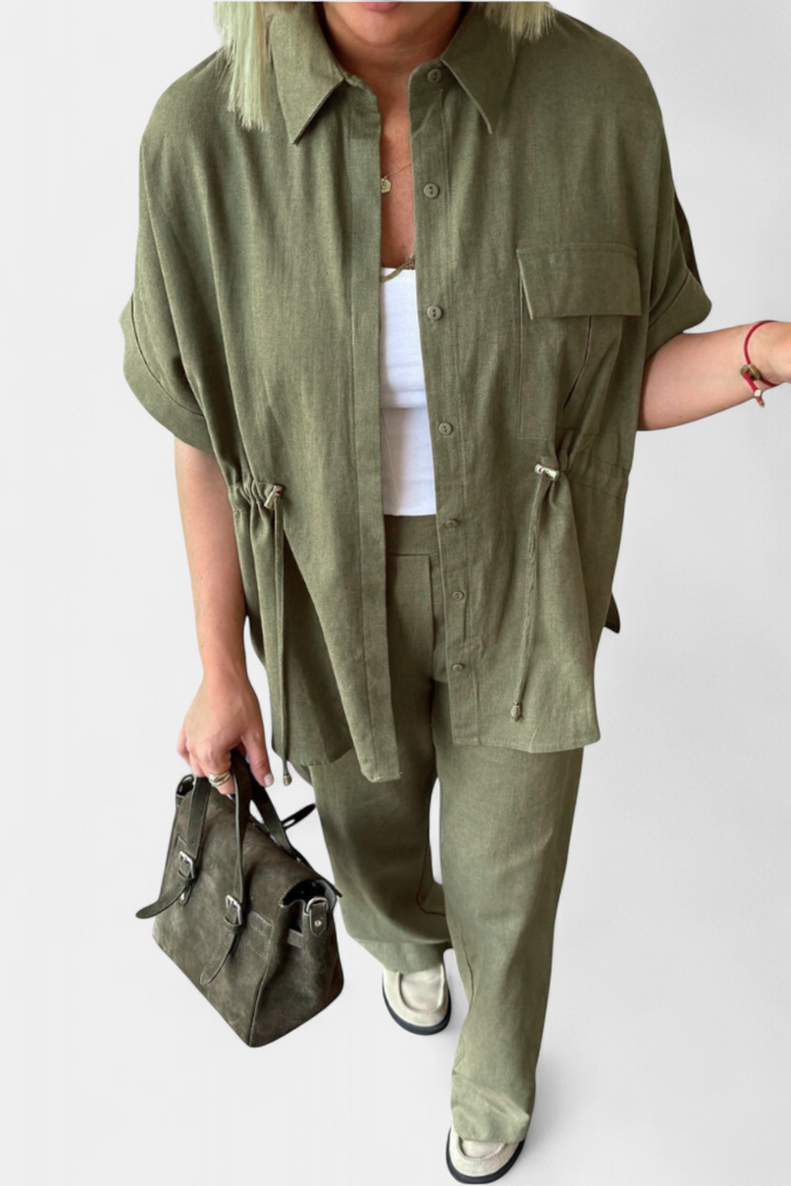 Marta Relaxed Fit Two-Piece Linen and Cotton Set
