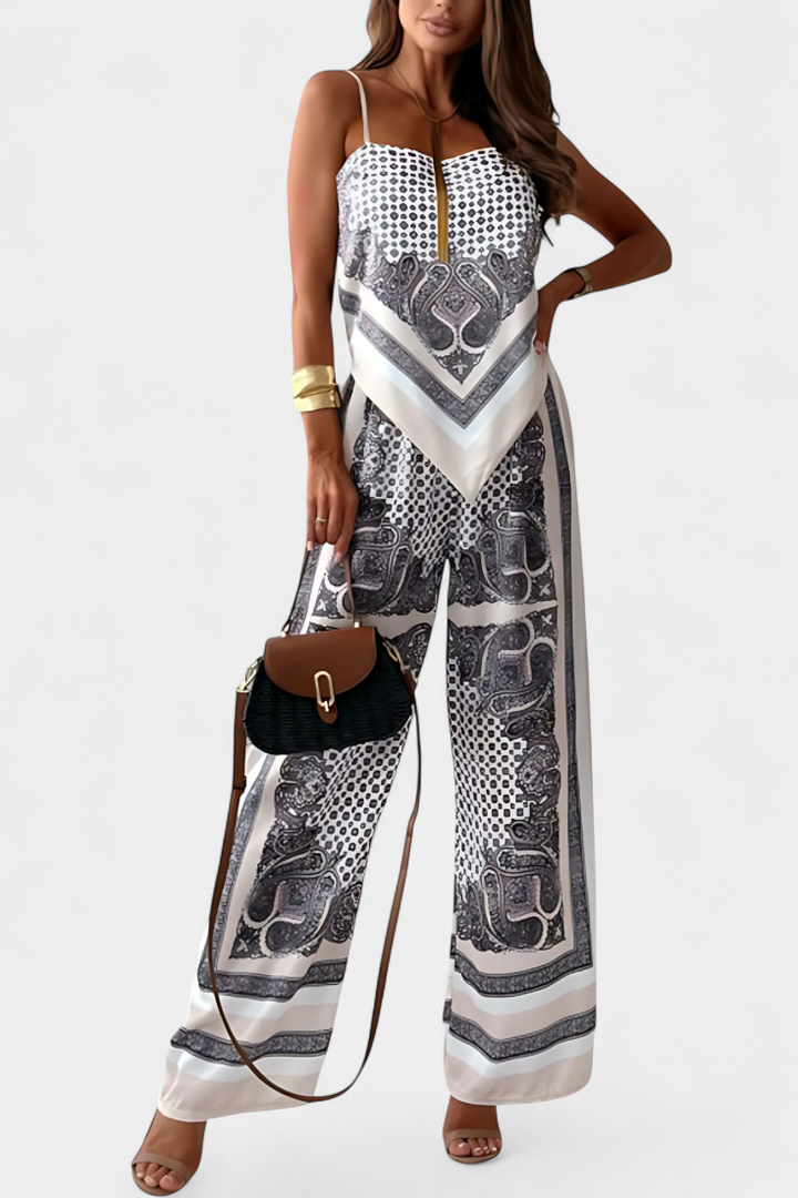 Adelina Paisley Set: Bandeau Top and Wide-Leg Pants