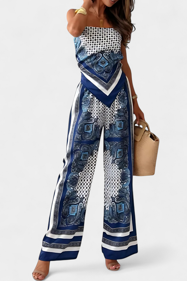 Adelina Paisley Set: Bandeau Top and Wide-Leg Pants