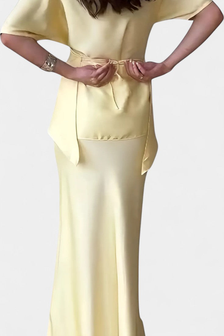 Ilaria Two-Piece Ensemble with Crisscross Straps and Flowing Skirt