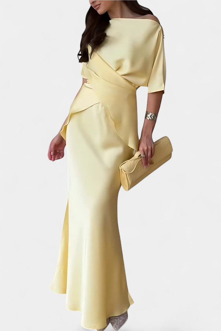 Ilaria Two-Piece Ensemble with Crisscross Straps and Flowing Skirt