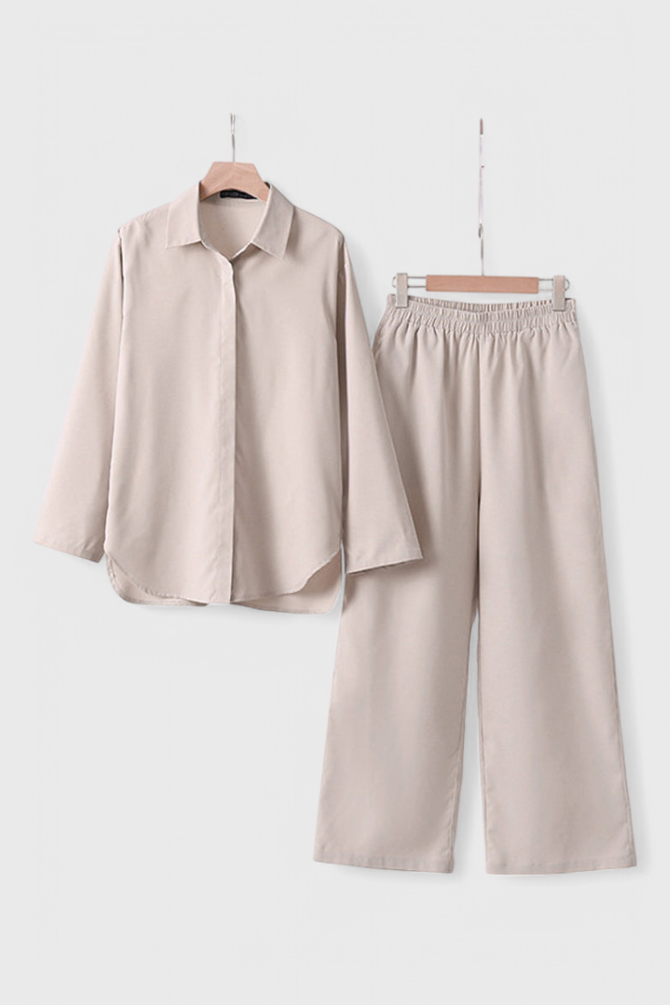 Grazia Relaxed Fit Two-Piece Linen-Cotton Ensemble