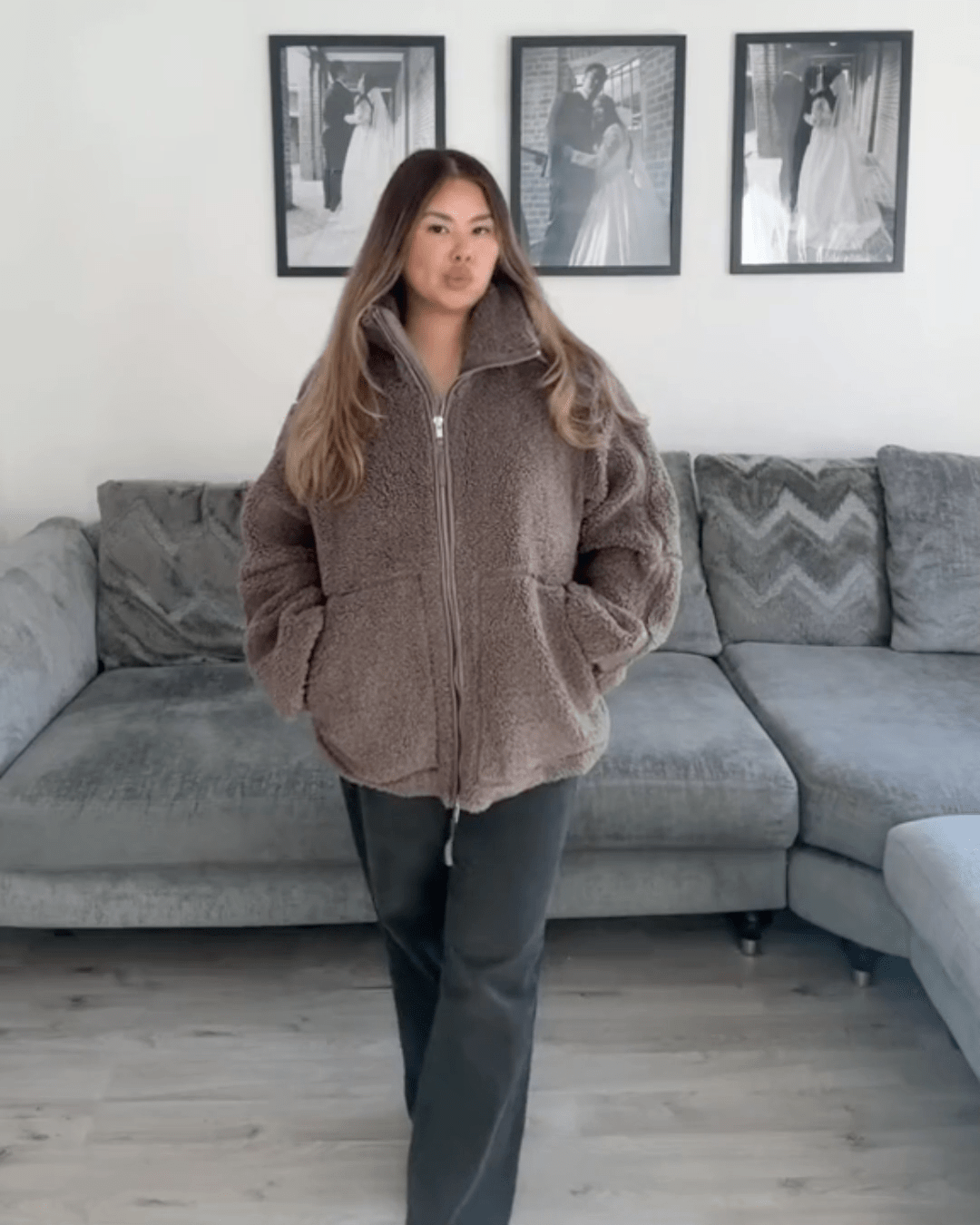 Francesca | Oversized Teddy Jacket with Stand Collar