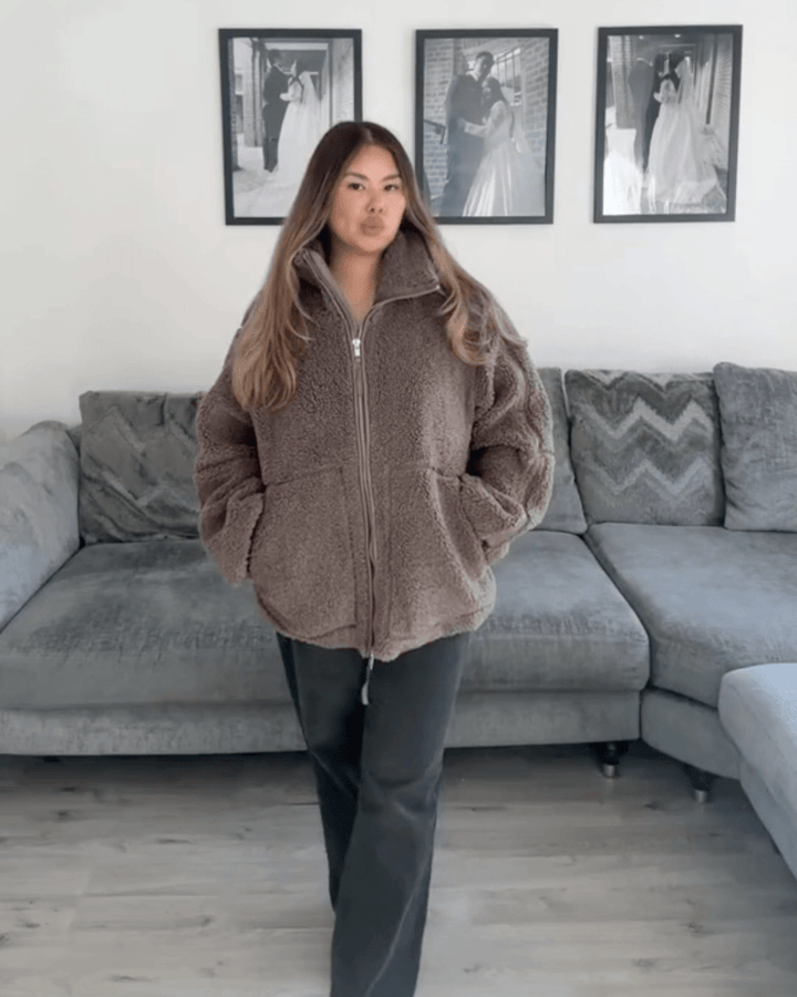 Francesca | Oversized Teddy Jacket with Stand Collar
