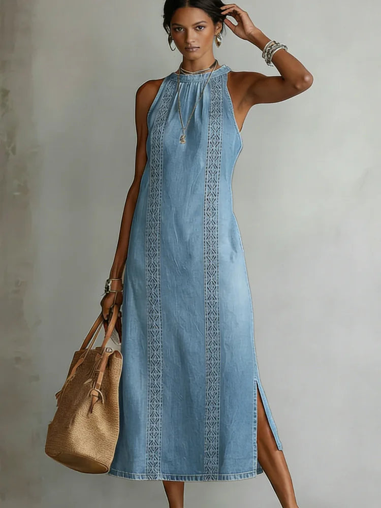 Adelaide | Vintage Lace Denim Dress