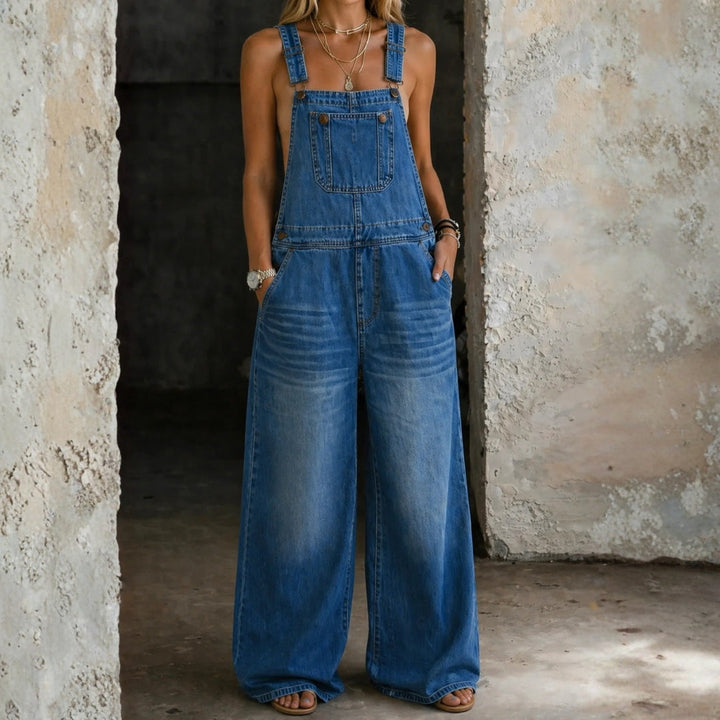 Marta | Elastic-Waist Denim Overalls
