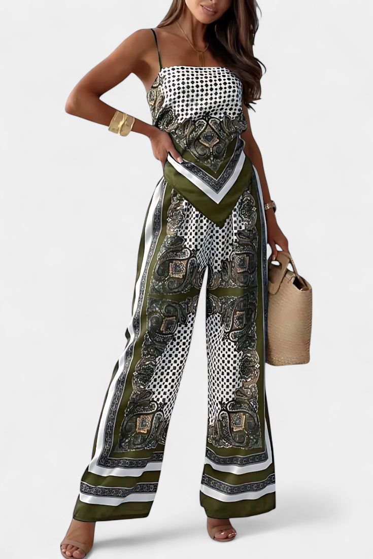 Adelina Paisley Set: Bandeau Top and Wide-Leg Pants
