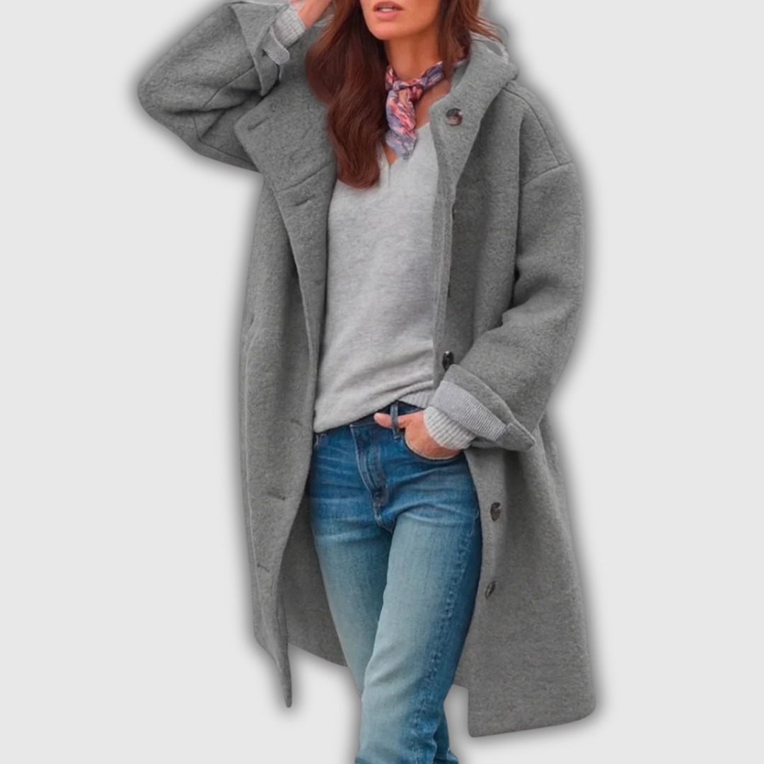 Giada | Long Hooded Button-Front Coat