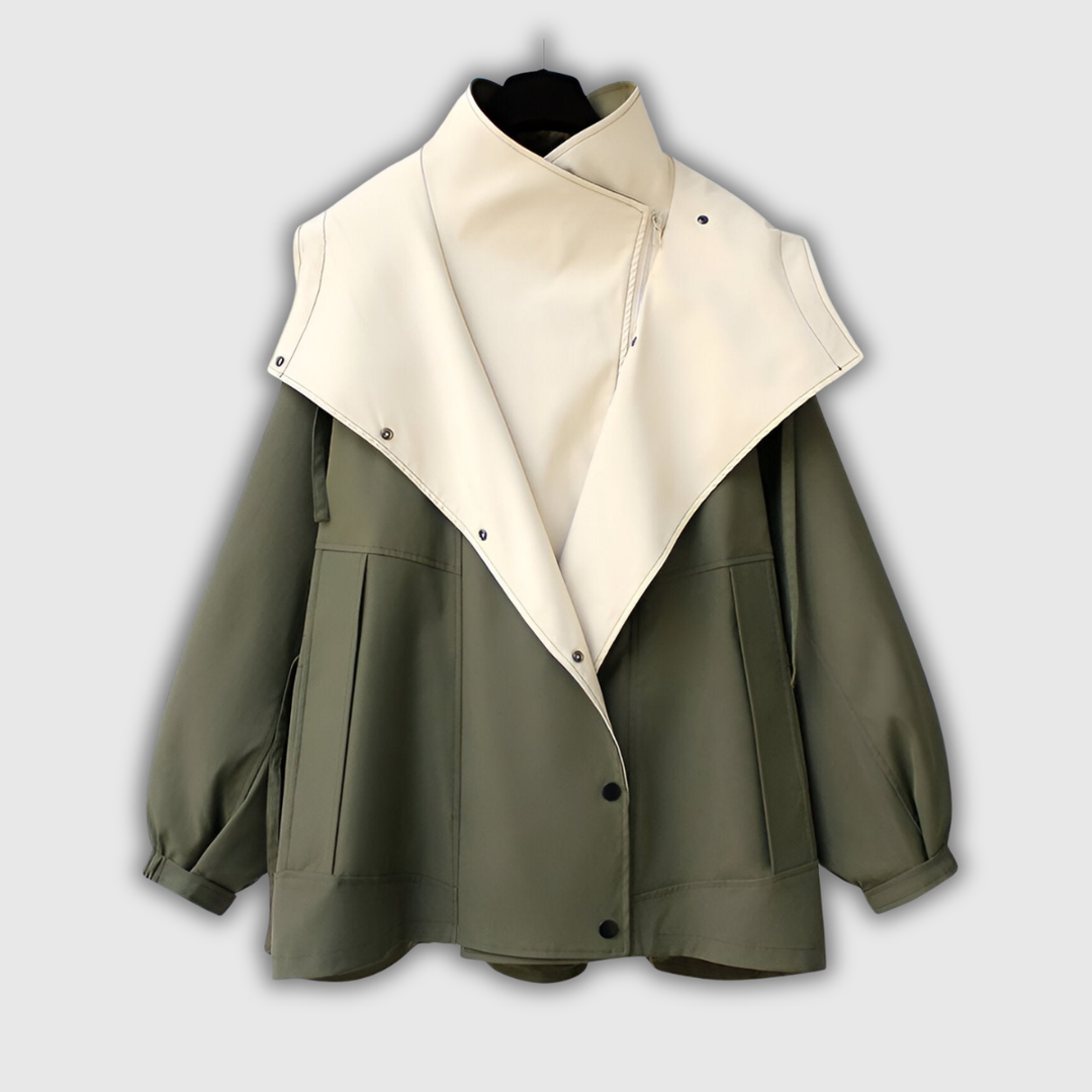 Delfina | Two-Tone Windbreaker with Stand Collar