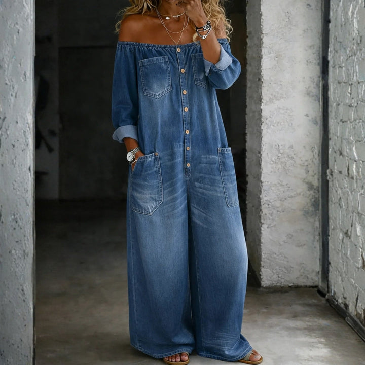 Sandra | Long-Sleeve Off-Shoulder Jumpsuit