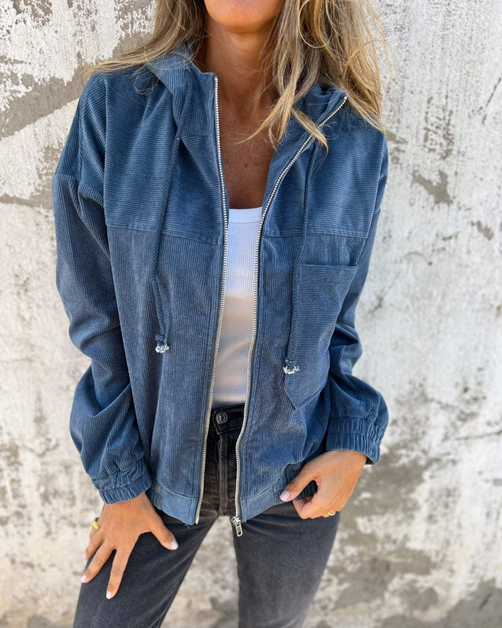 Iris | Hooded Corduroy Zip Jacket