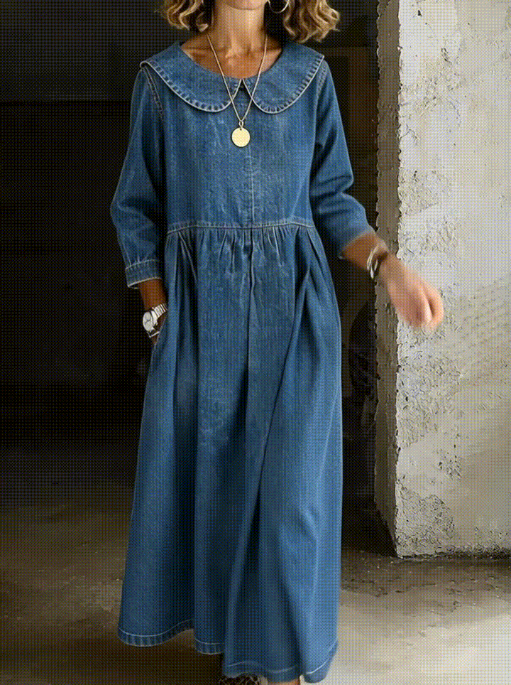 Alma | Peter Pan Collar Denim Dress