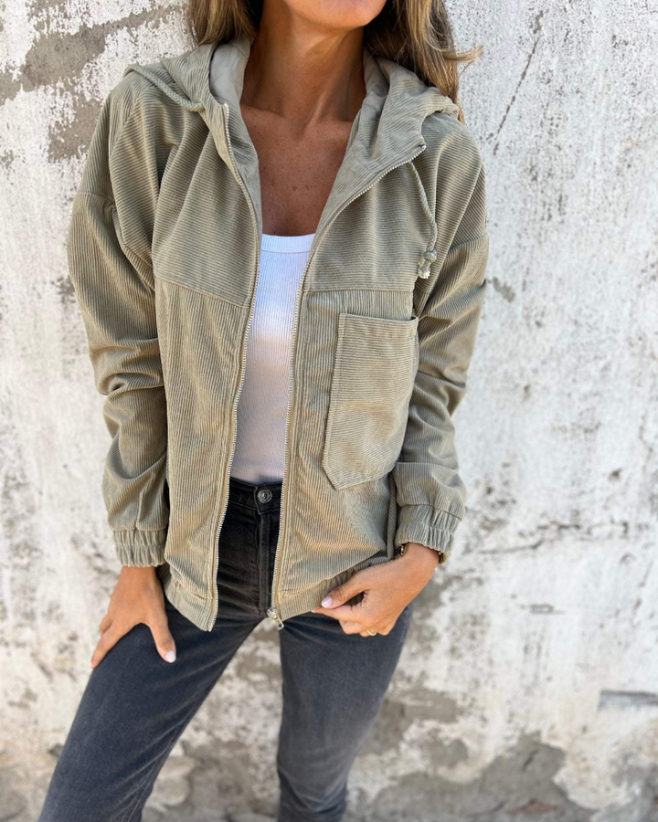 Iris | Hooded Corduroy Zip Jacket