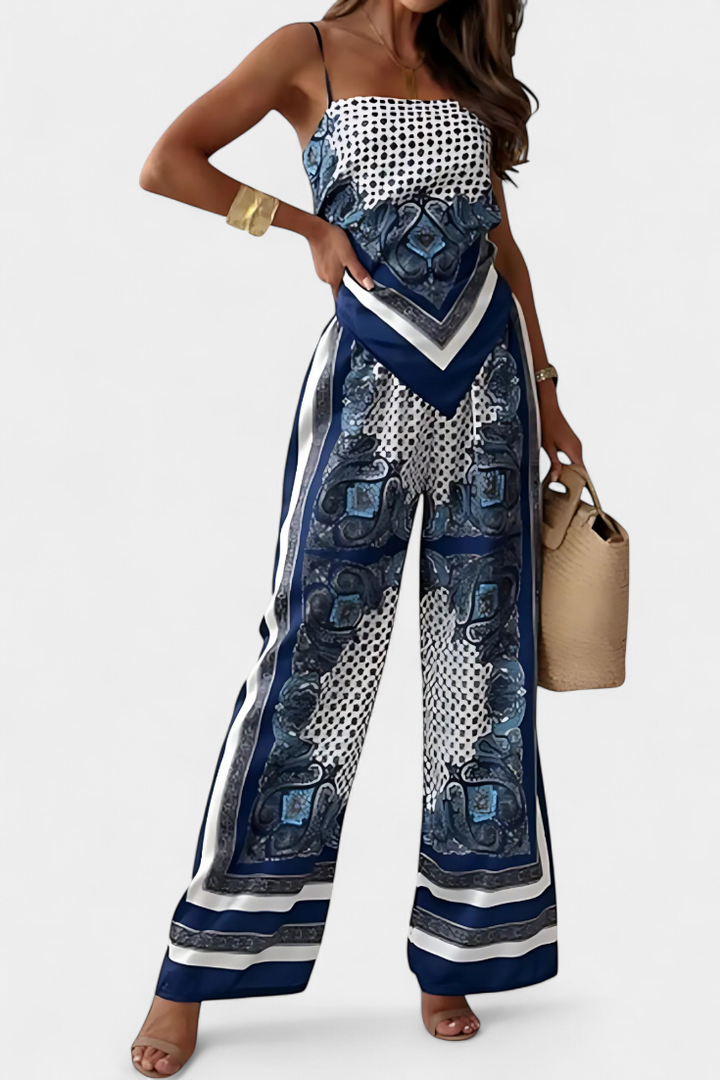 Adelina Paisley Set: Bandeau Top and Wide-Leg Pants