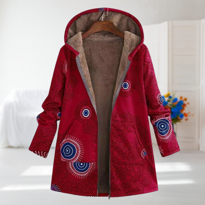 Marisa | Red Patterned Fleece Coat
