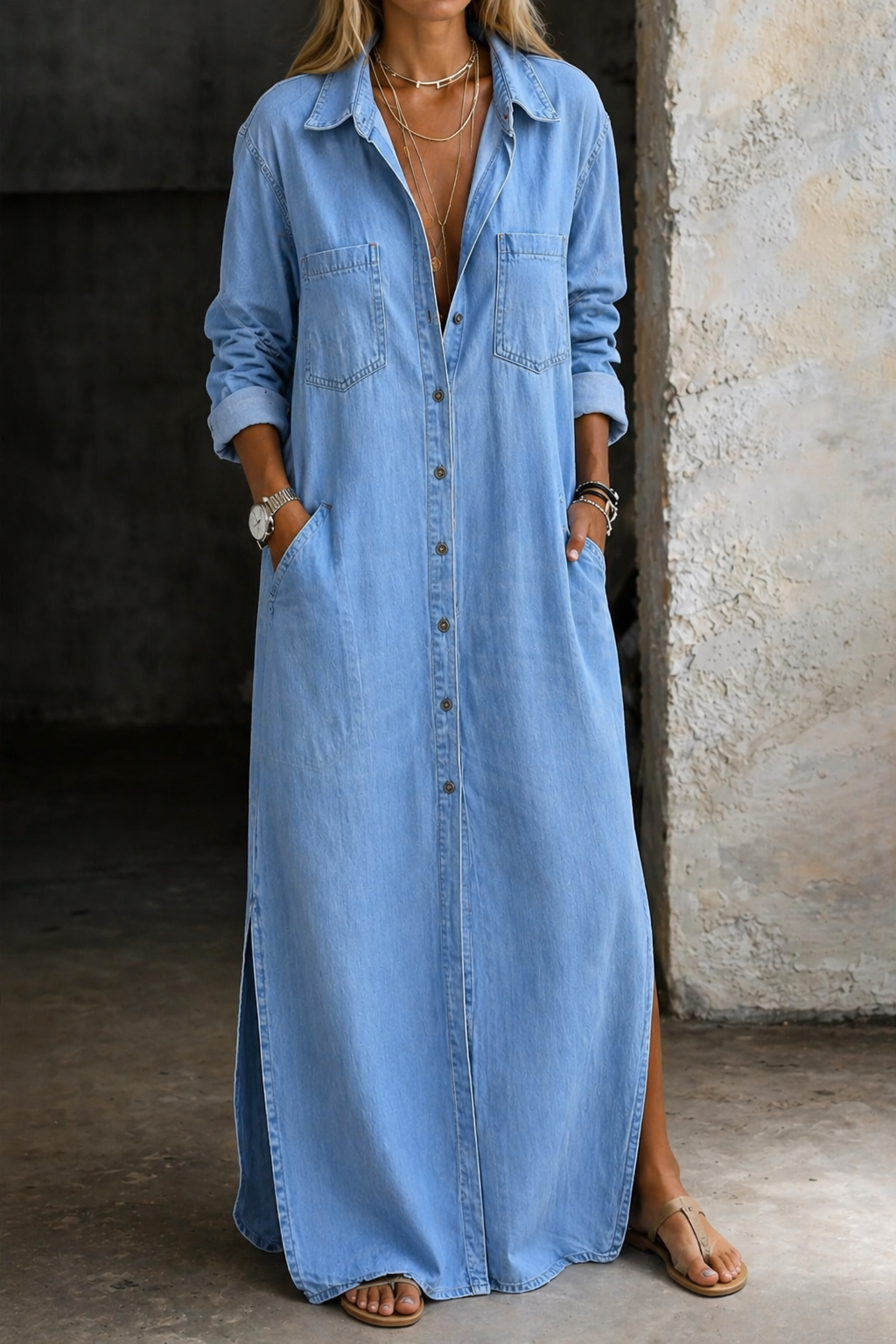 Valentina | Button-Front Denim Dress