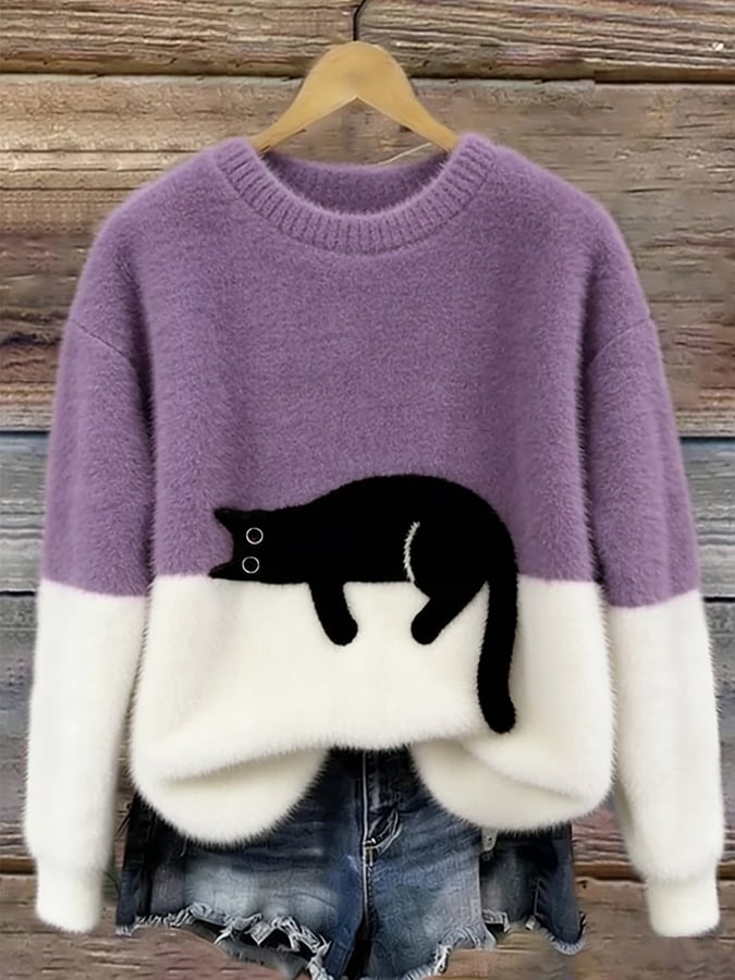 Gemma | Soft Cat Graphic Sweater