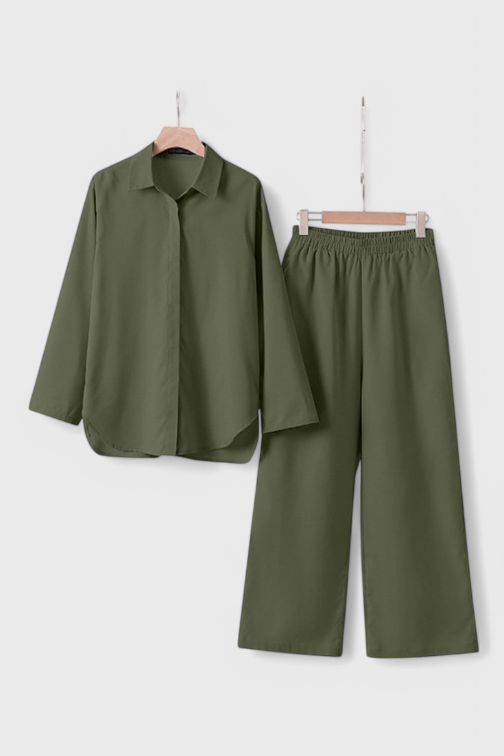 Grazia Relaxed Fit Two-Piece Linen-Cotton Ensemble