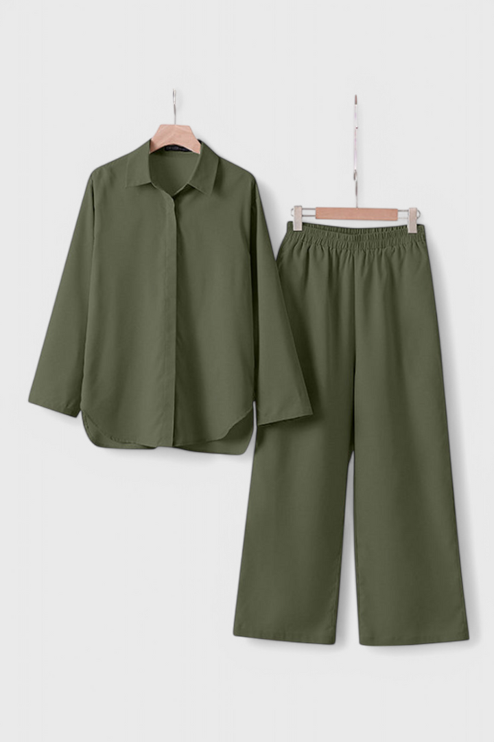 Grazia Relaxed Fit Two-Piece Linen-Cotton Ensemble