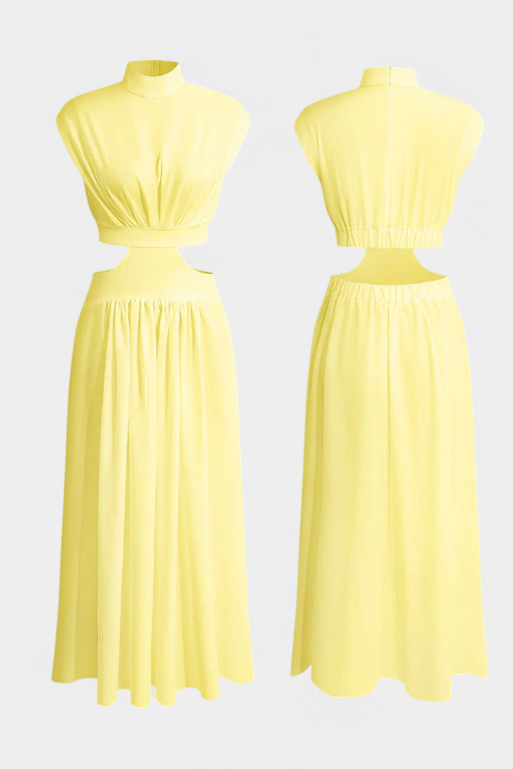 Marina High Neck Top and Flowing Skirt with Side Slits