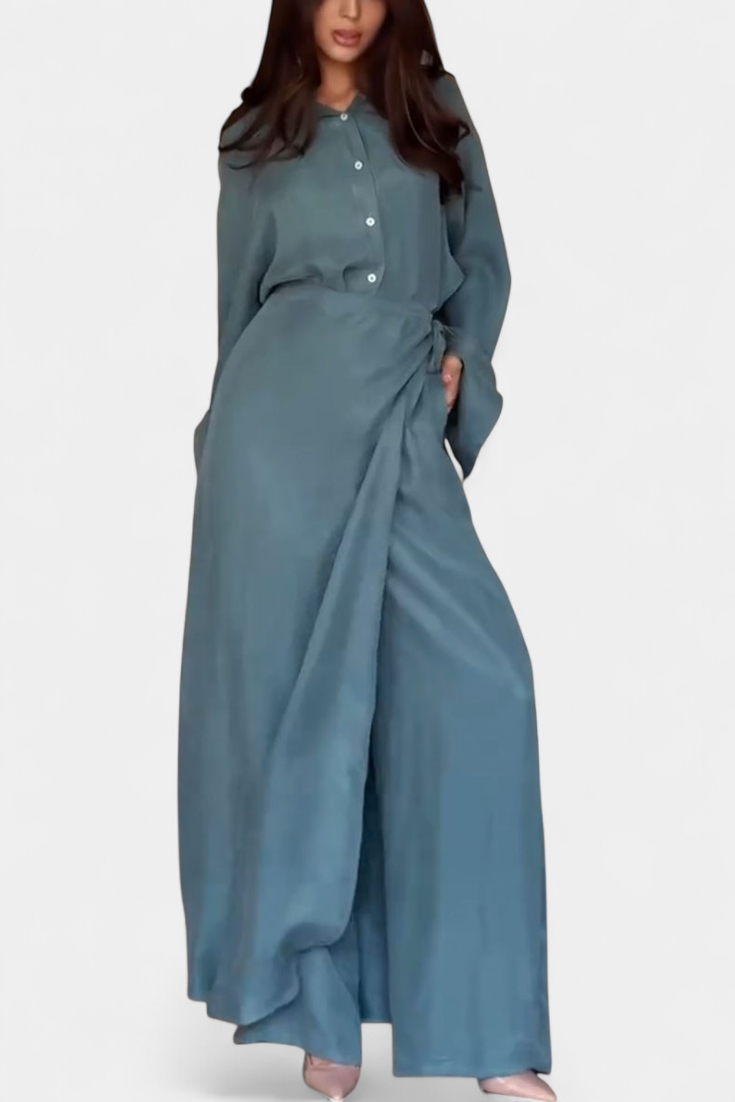 Allegra Casual Shirt and Skirt Pants Set