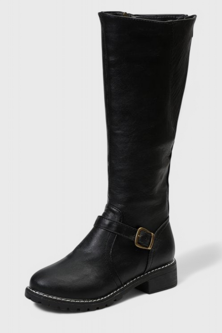 Virginia Buckled High Boots with Zipper Closure