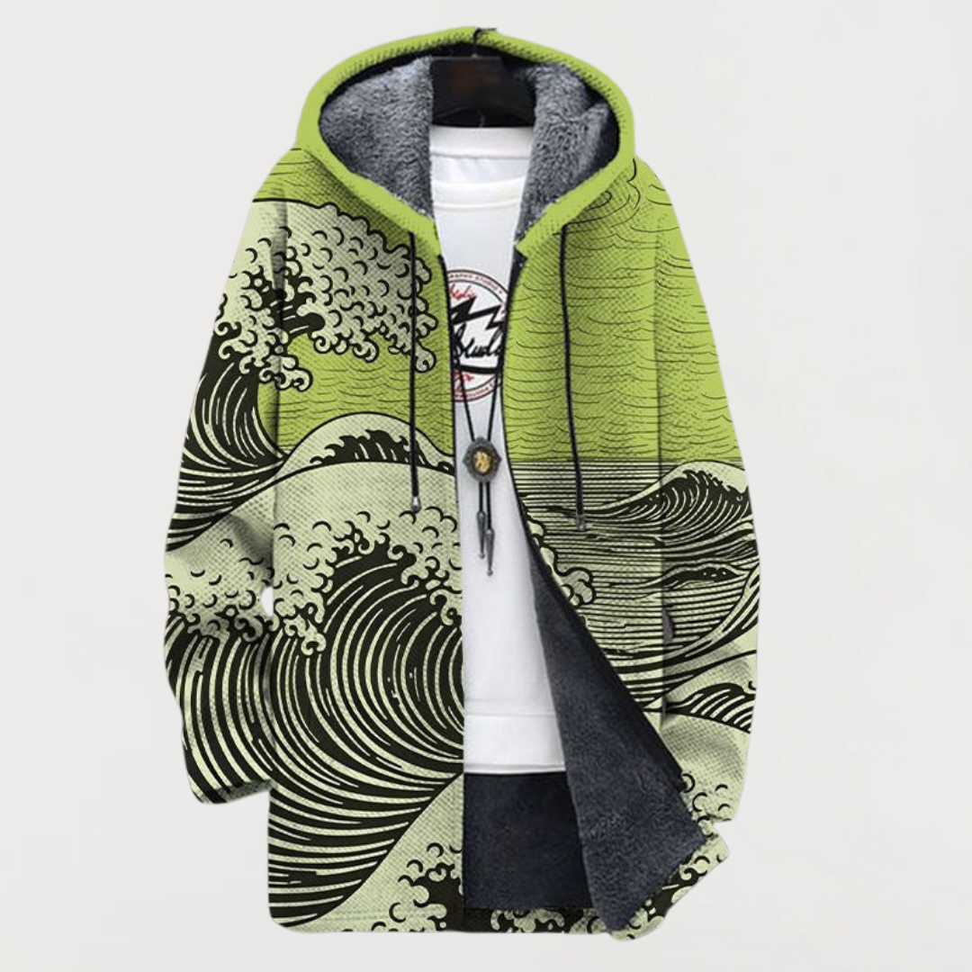 Veronica | Wave-Pattern Hooded Cardigan