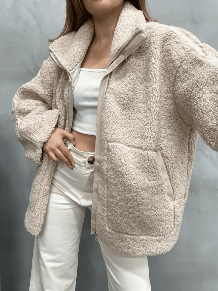 Francesca | Oversized Teddy Jacket with Stand Collar