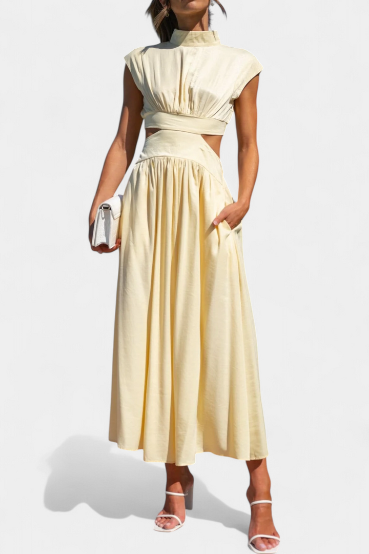 Marina High Neck Top and Flowing Skirt with Side Slits