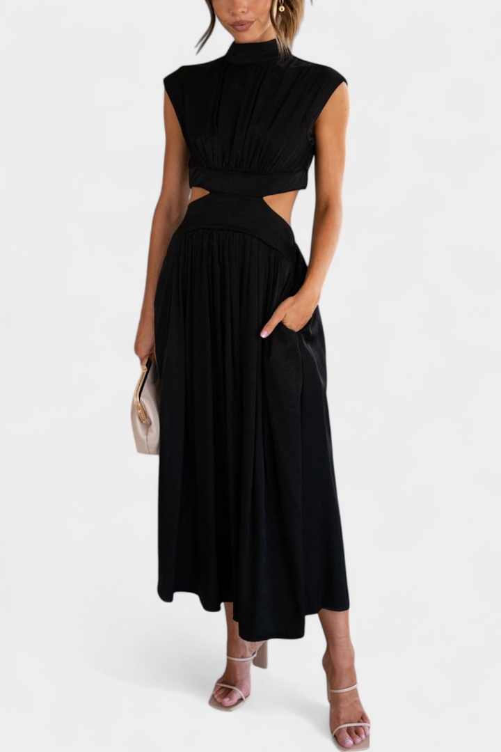 Marina High Neck Top and Flowing Skirt with Side Slits