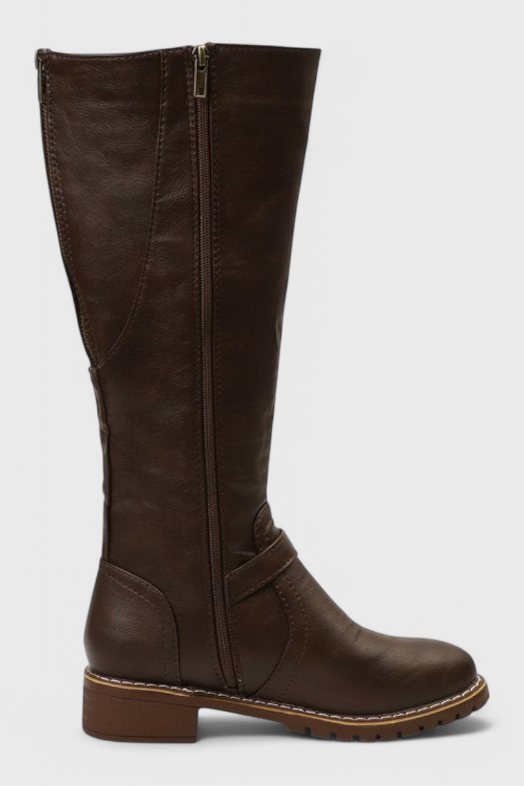 Virginia Buckled High Boots with Zipper Closure