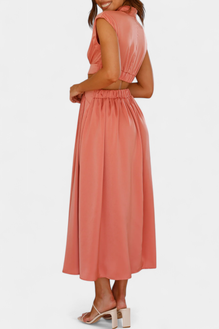 Marina High Neck Top and Flowing Skirt with Side Slits