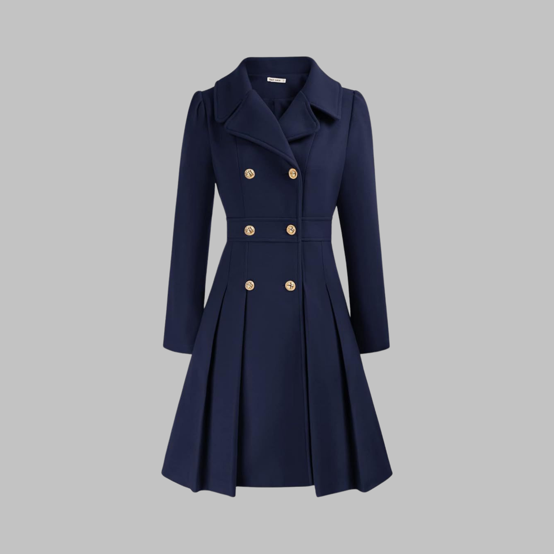 Priscilla - Elegant Double-Breasted Long-Sleeve Coat