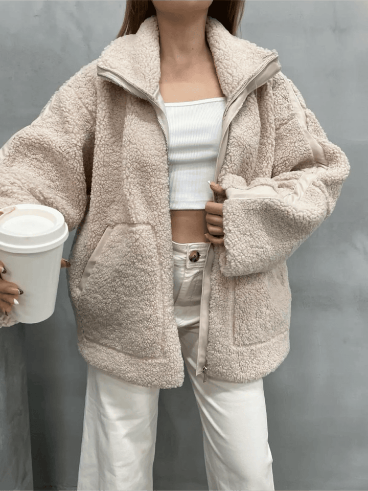 Francesca | Oversized Teddy Jacket with Stand Collar