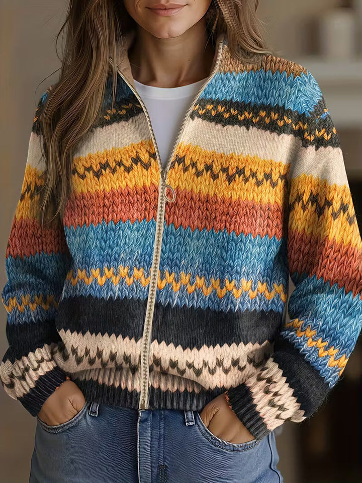 Filomena | Striped Zip Cardigan