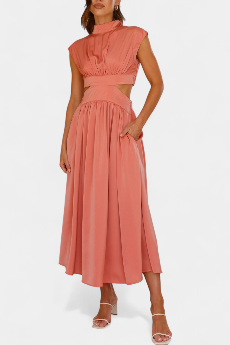 Marina High Neck Top and Flowing Skirt with Side Slits