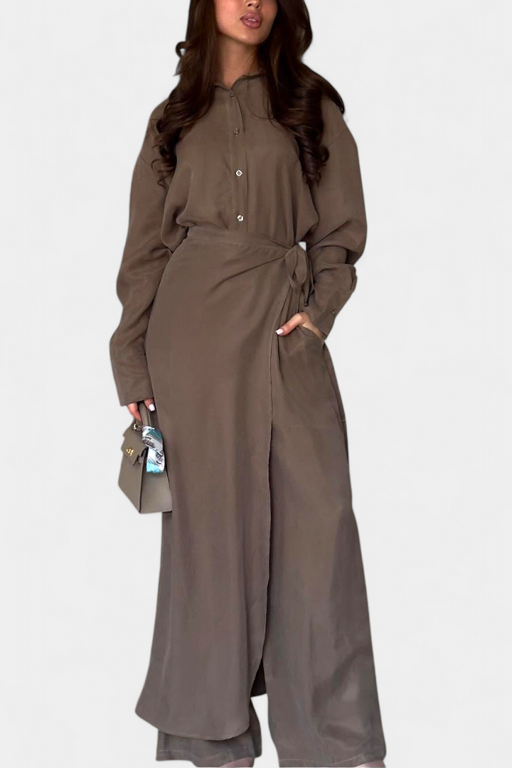 Allegra Casual Shirt and Skirt Pants Set
