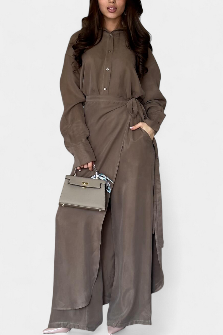Allegra Casual Shirt and Skirt Pants Set