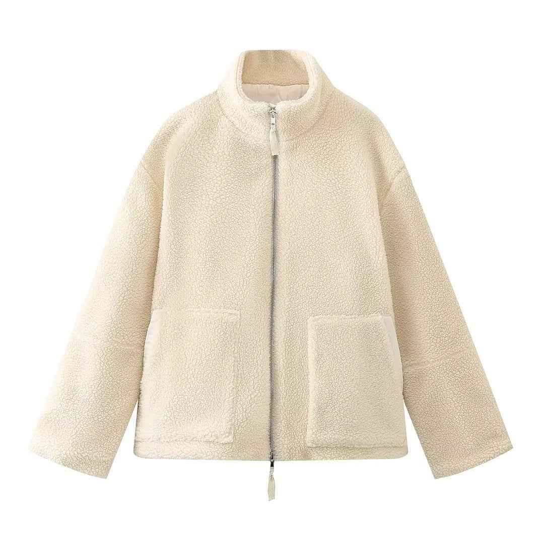 Francesca | Oversized Teddy Jacket with Stand Collar