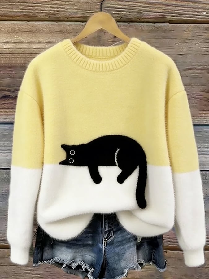 Gemma | Soft Cat Graphic Sweater