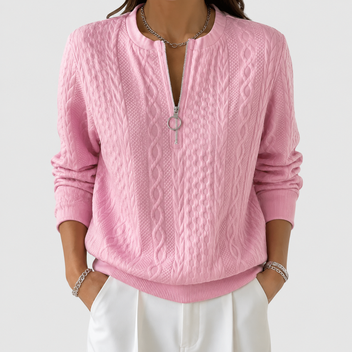 Giada | Women's Cable-Knit Zip Sweater