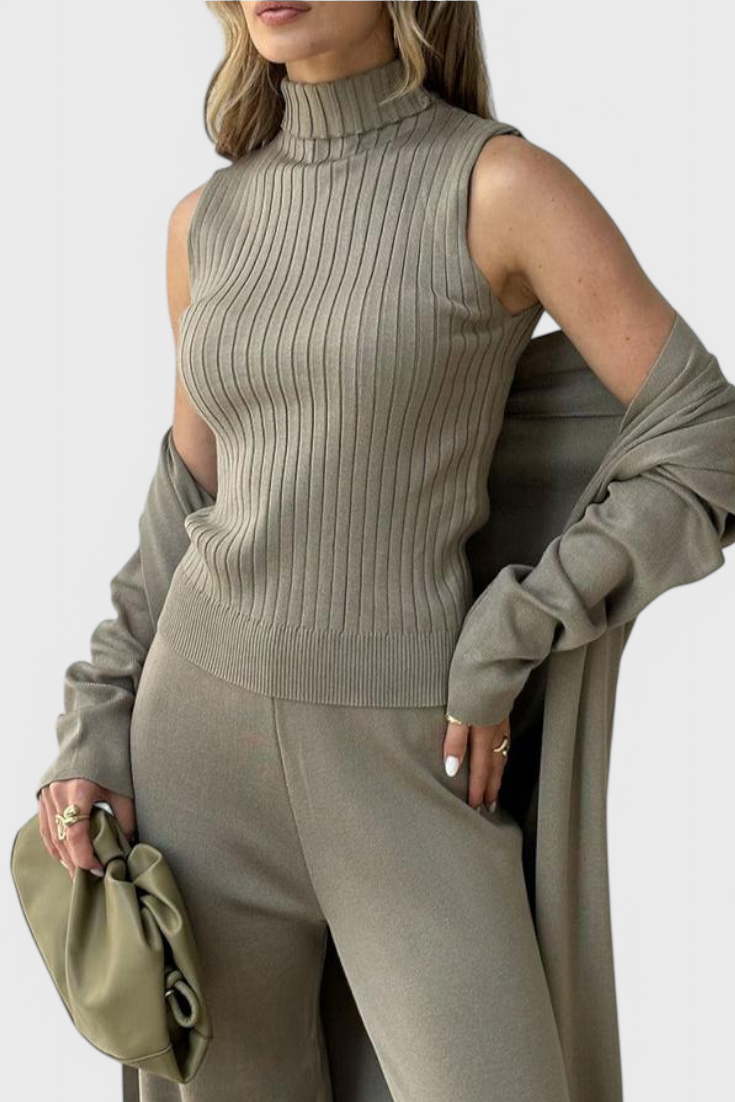 Cristina Elegant Cut 3-Piece Soft Knit Ensemble