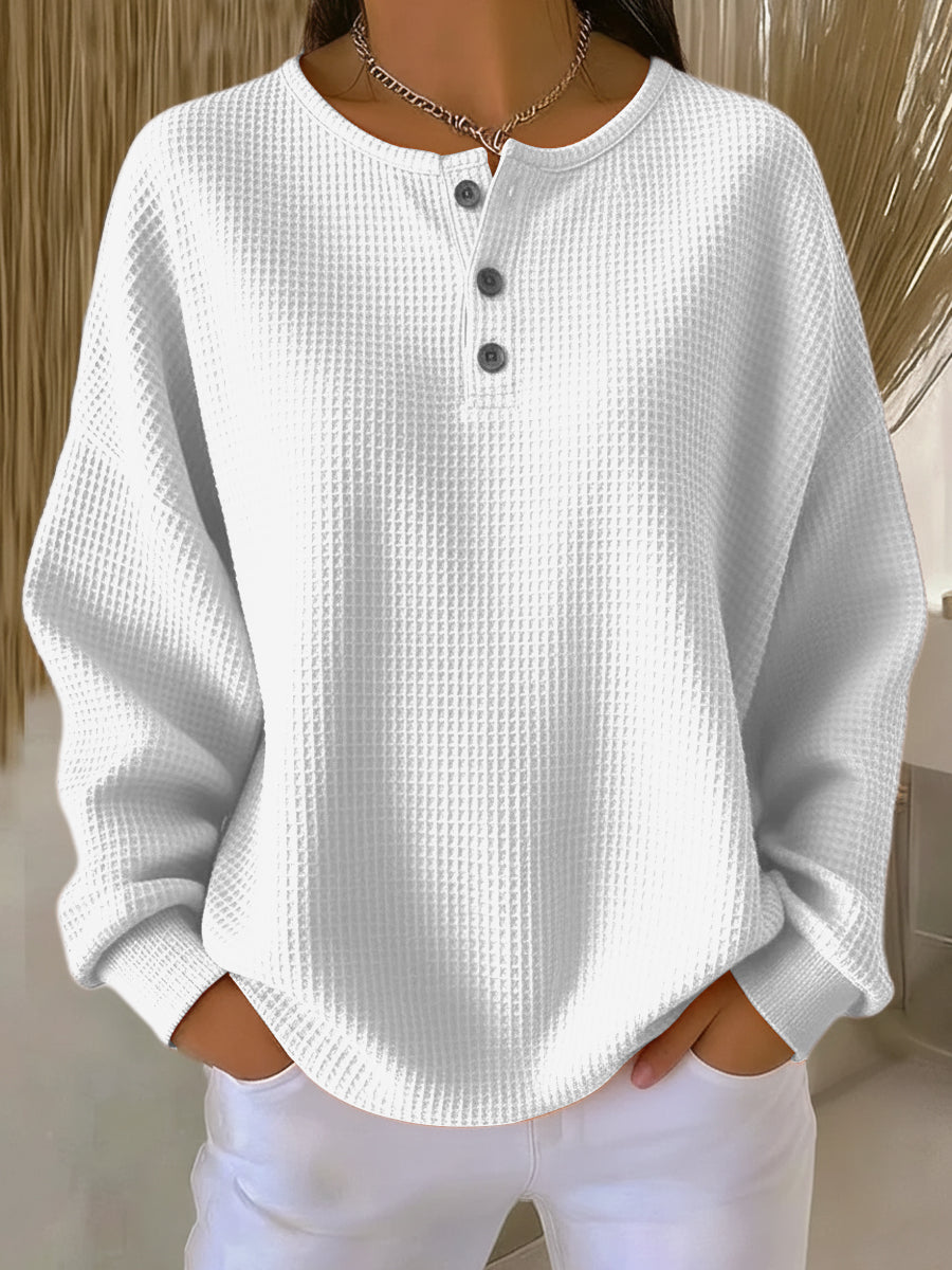 Fiorella | Waffle Henley Sweatshirt