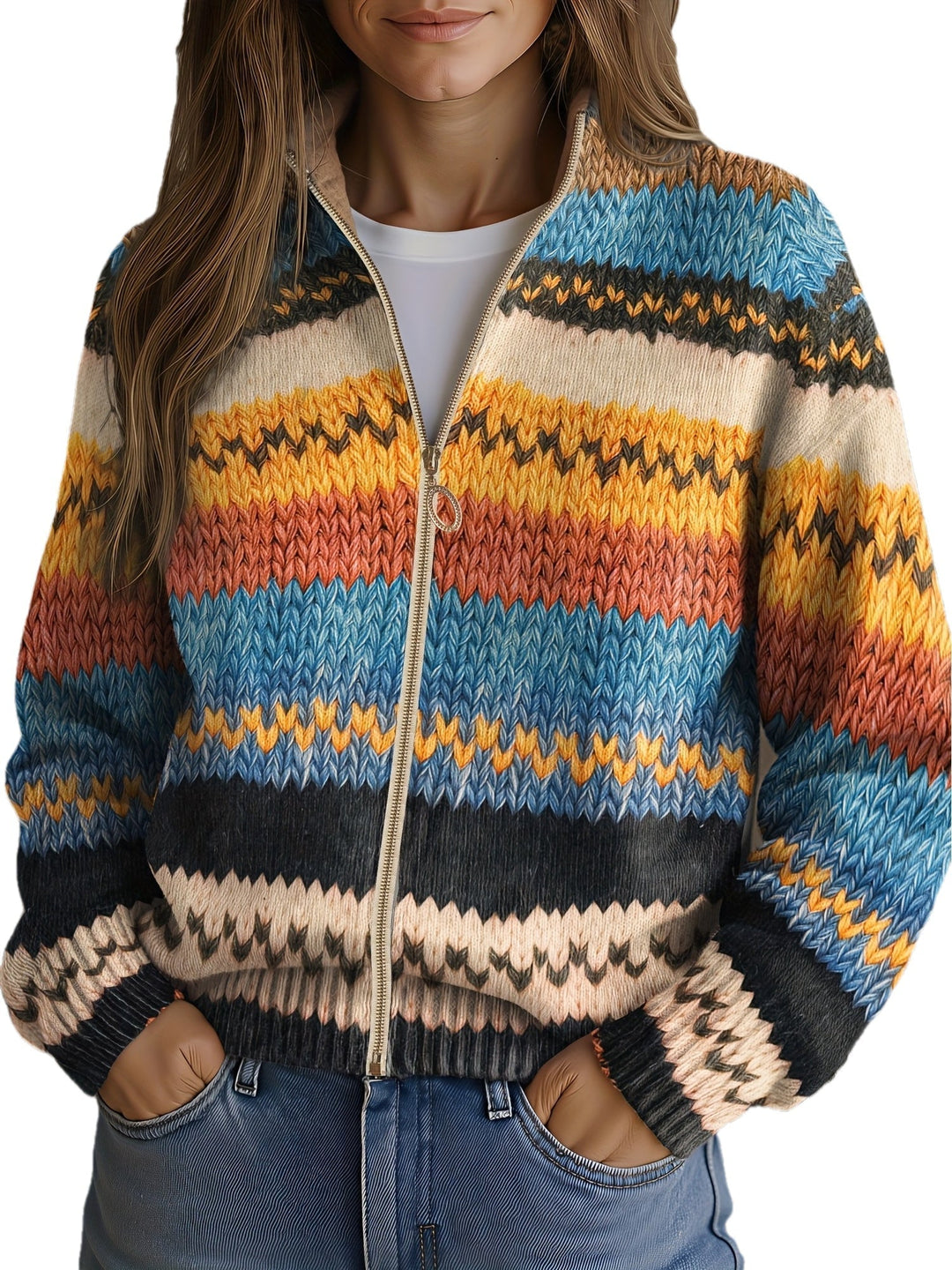 Filomena | Striped Zip Cardigan