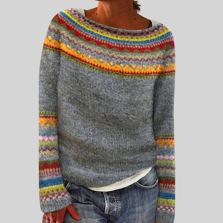Angela | Nordic-Pattern Cable-Knit Sweater