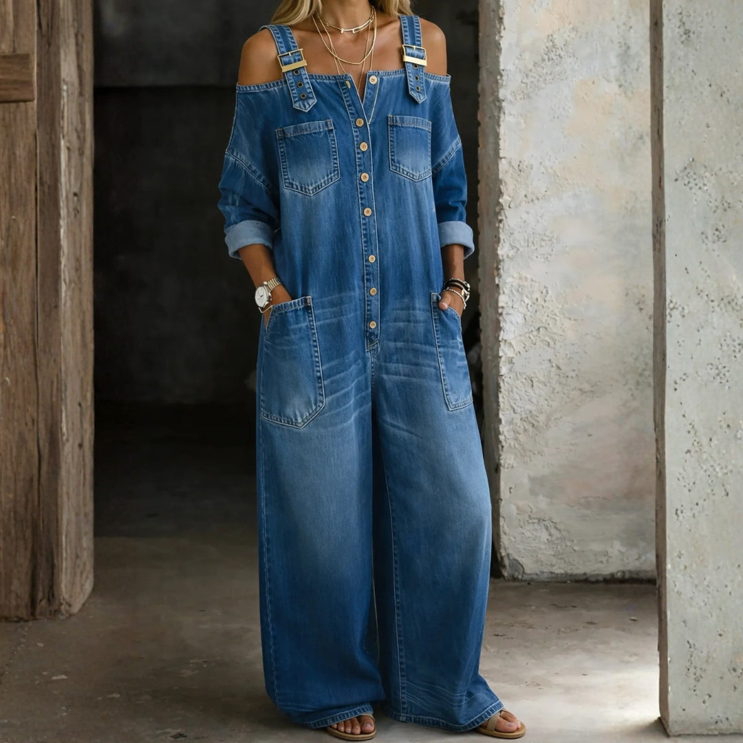 Rossella | Off-Shoulder Denim Jumpsuit