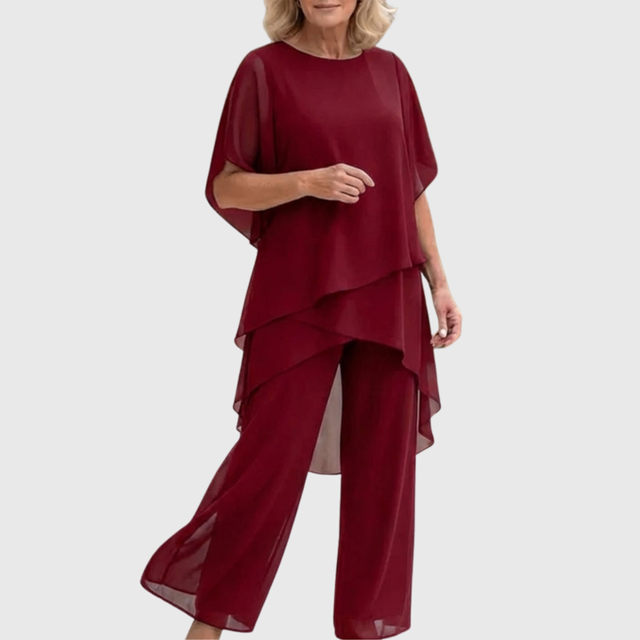 Irene | Suit with draped palazzo pants