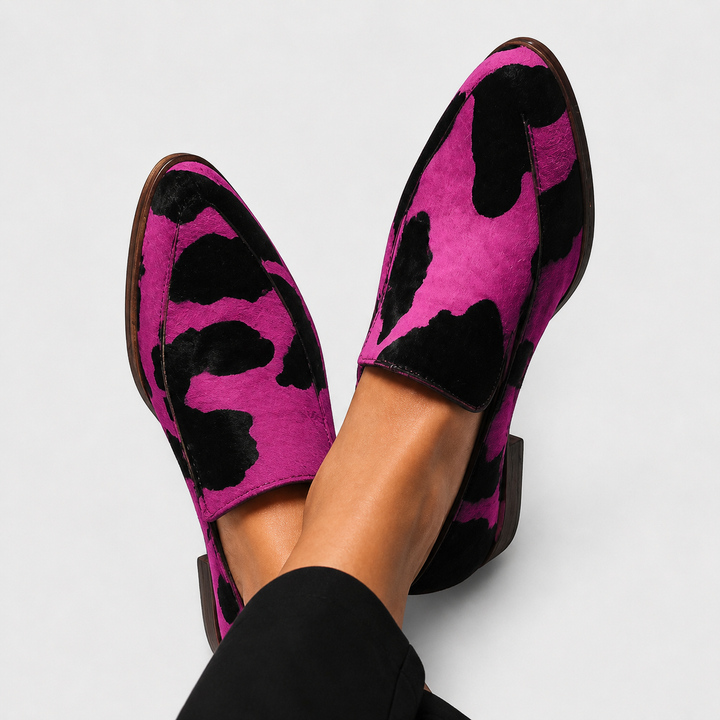 Bruna | Cow Print Loafers