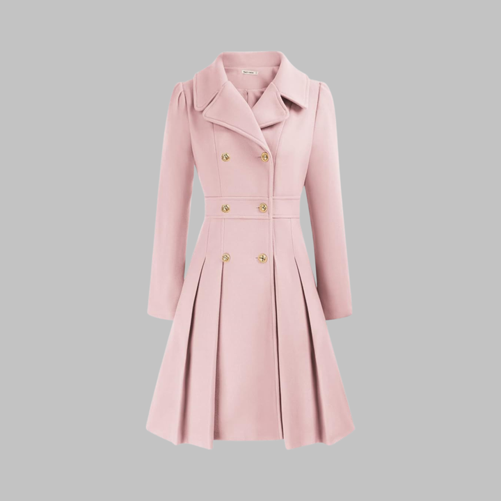 Priscilla - Elegant Double-Breasted Long-Sleeve Coat